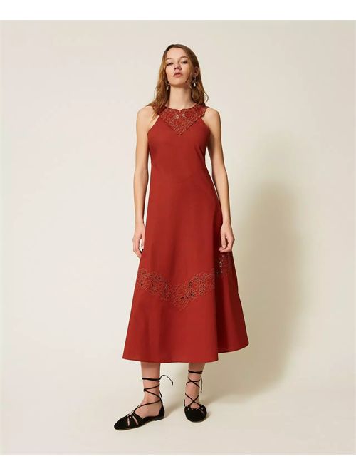 Abito lungo in popeline e sangallo TWINSET | TT2032/13332